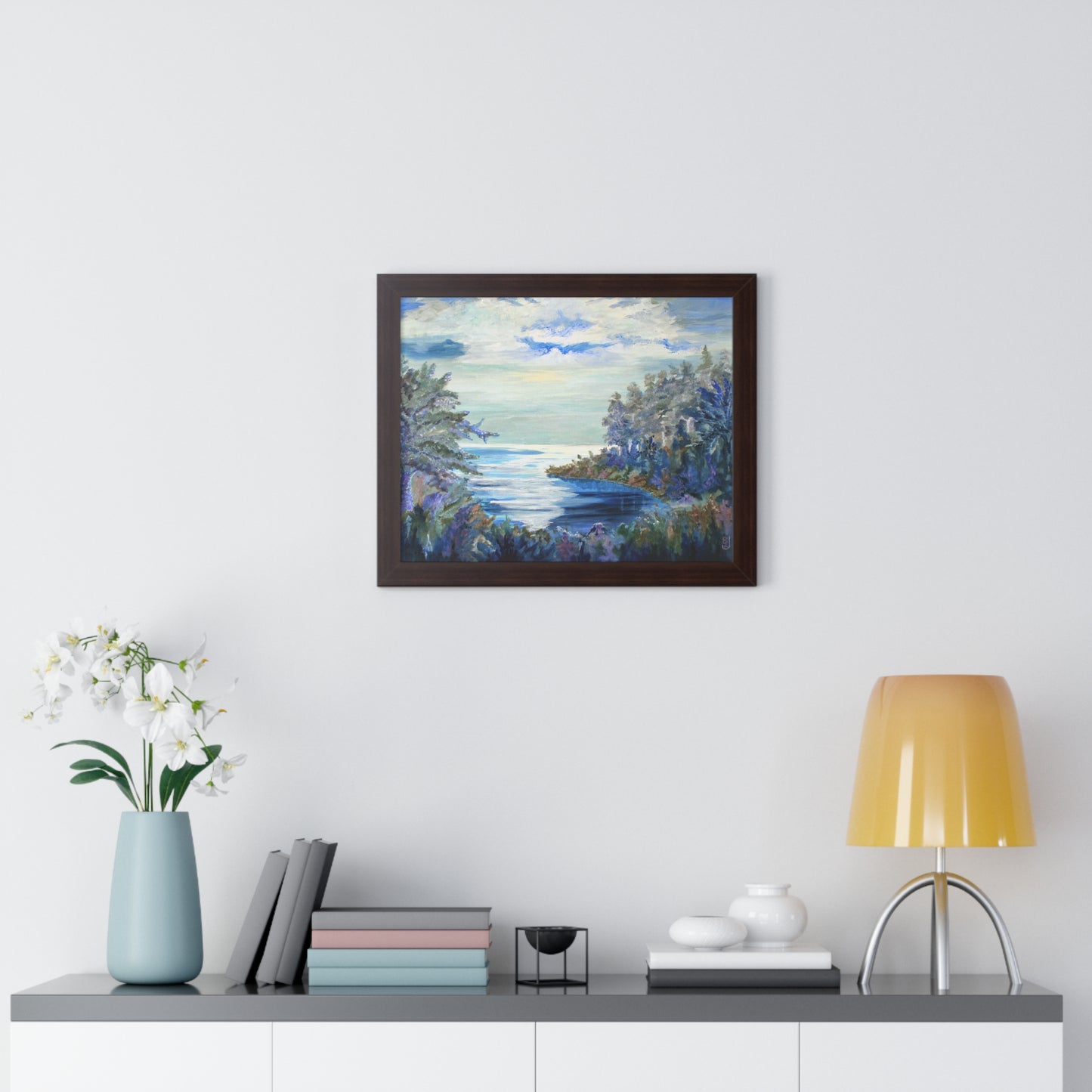 Serene Nature Framed Poster, Tranquil Landscape Art Decor, Wall Art for Home, Gift for Nature Lovers, Relaxing Art Print