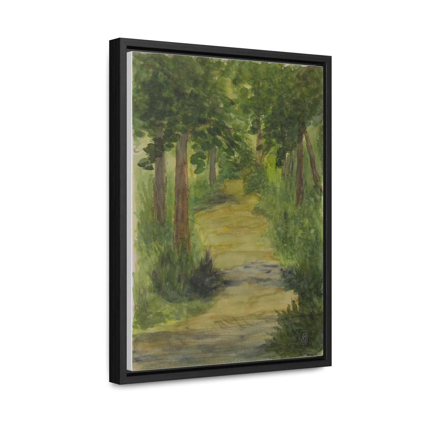 Canvas Wraps, Woodland Trail Watercolor Vertical Frame Art Print - Country Fun Gift, Wall Decor, Home Office Decoration, Nature Lover Gift,