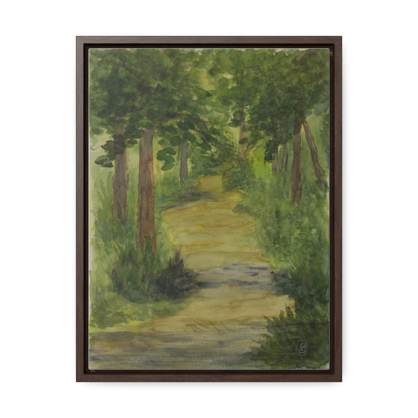 Canvas Wraps, Woodland Trail Watercolor Vertical Frame Art Print - Country Fun Gift, Wall Decor, Home Office Decoration, Nature Lover Gift,