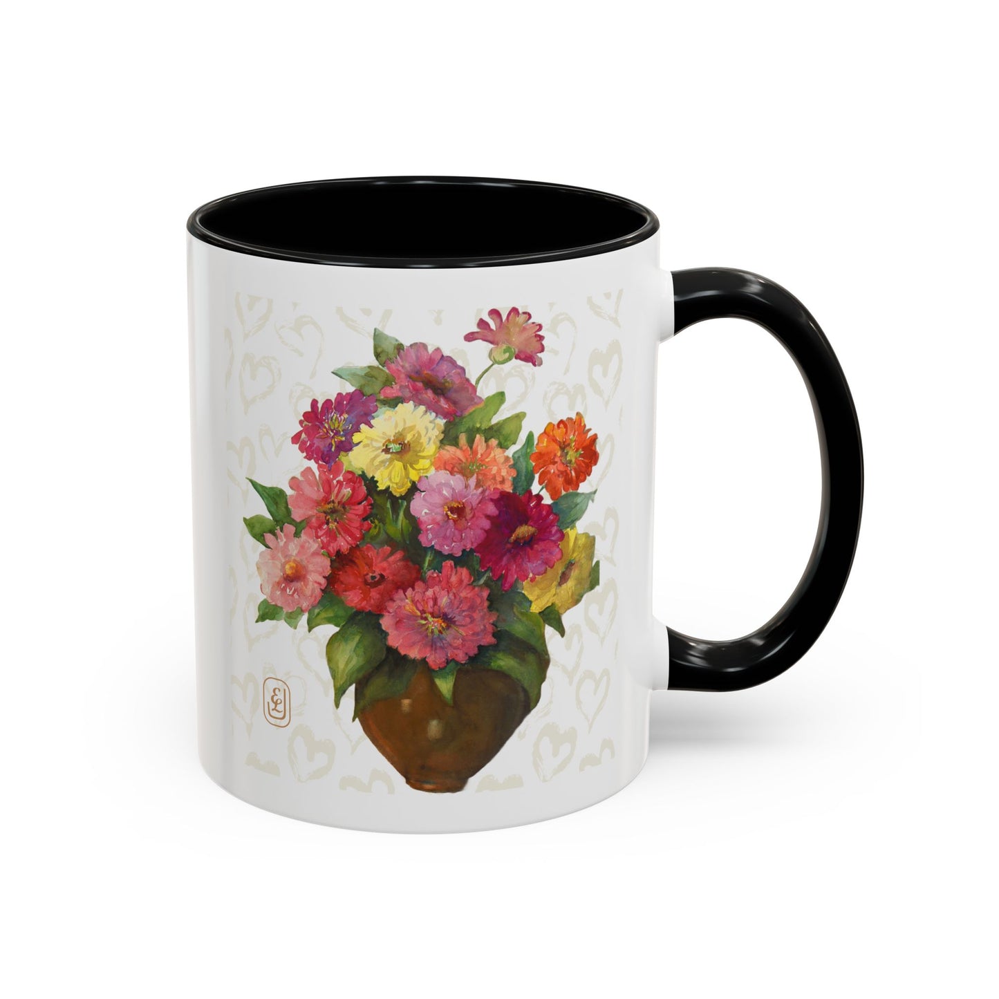 Watercolor Dahlias Accent Coffee Mug - Valentines, Mother's Day Gift, Floral Tea Cup, Spring Ceramic Mug, Fun Kitchen Decor