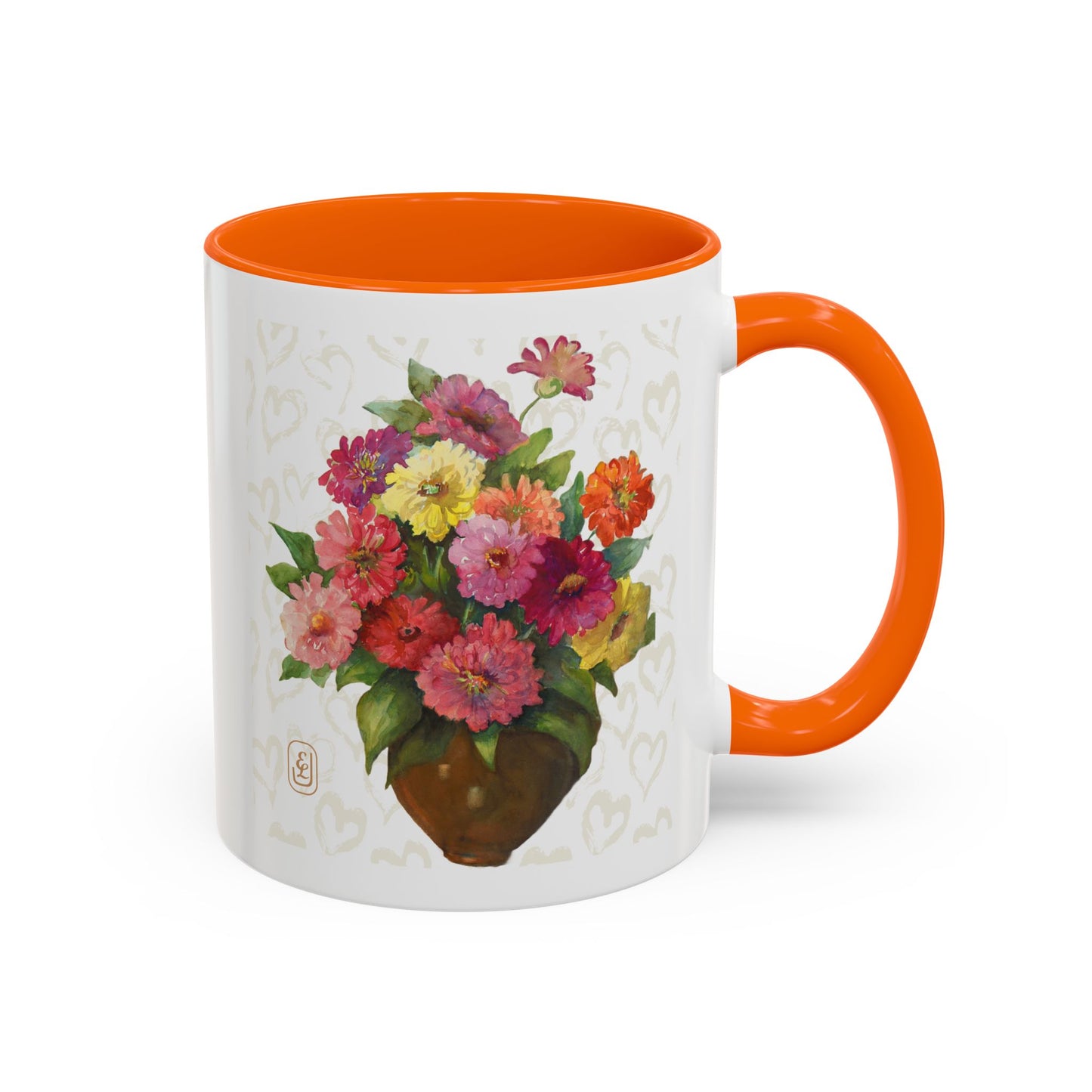 Watercolor Dahlias Accent Coffee Mug - Valentines, Mother's Day Gift, Floral Tea Cup, Spring Ceramic Mug, Fun Kitchen Decor