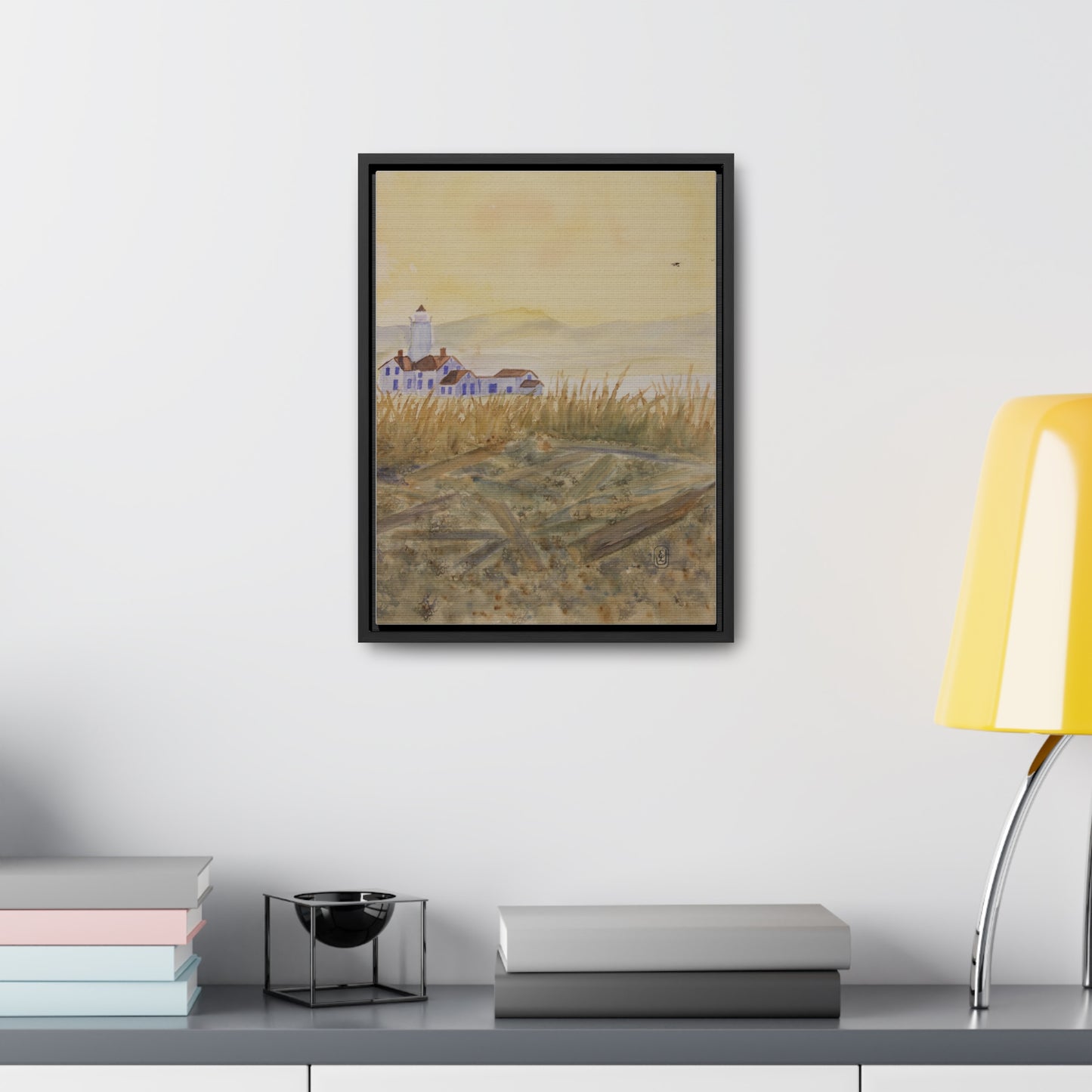 Canvas Wraps, Lighthouse Beach Watercolor Vertical Frame Art Print for waterfront Fun Gift, Wall Decor, Home or Office Decoration