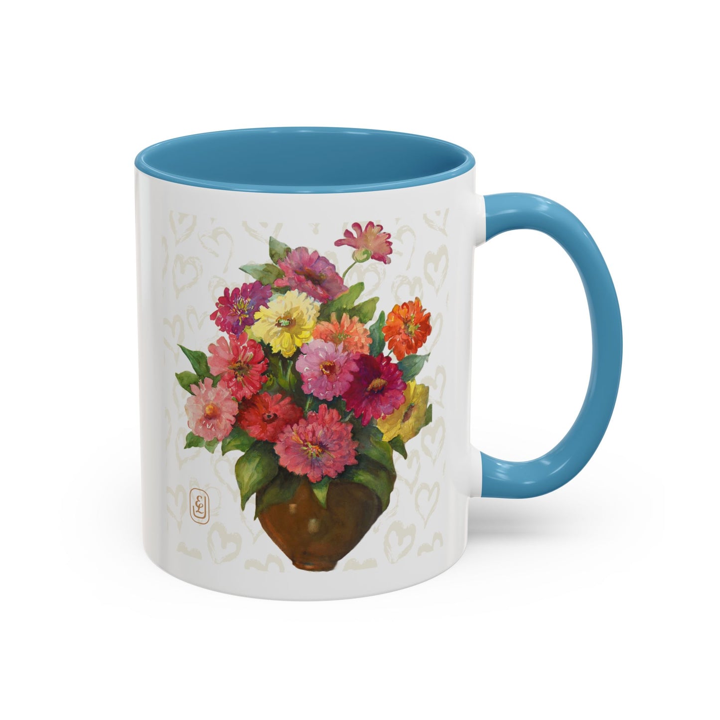 Watercolor Dahlias Accent Coffee Mug - Valentines, Mother's Day Gift, Floral Tea Cup, Spring Ceramic Mug, Fun Kitchen Decor