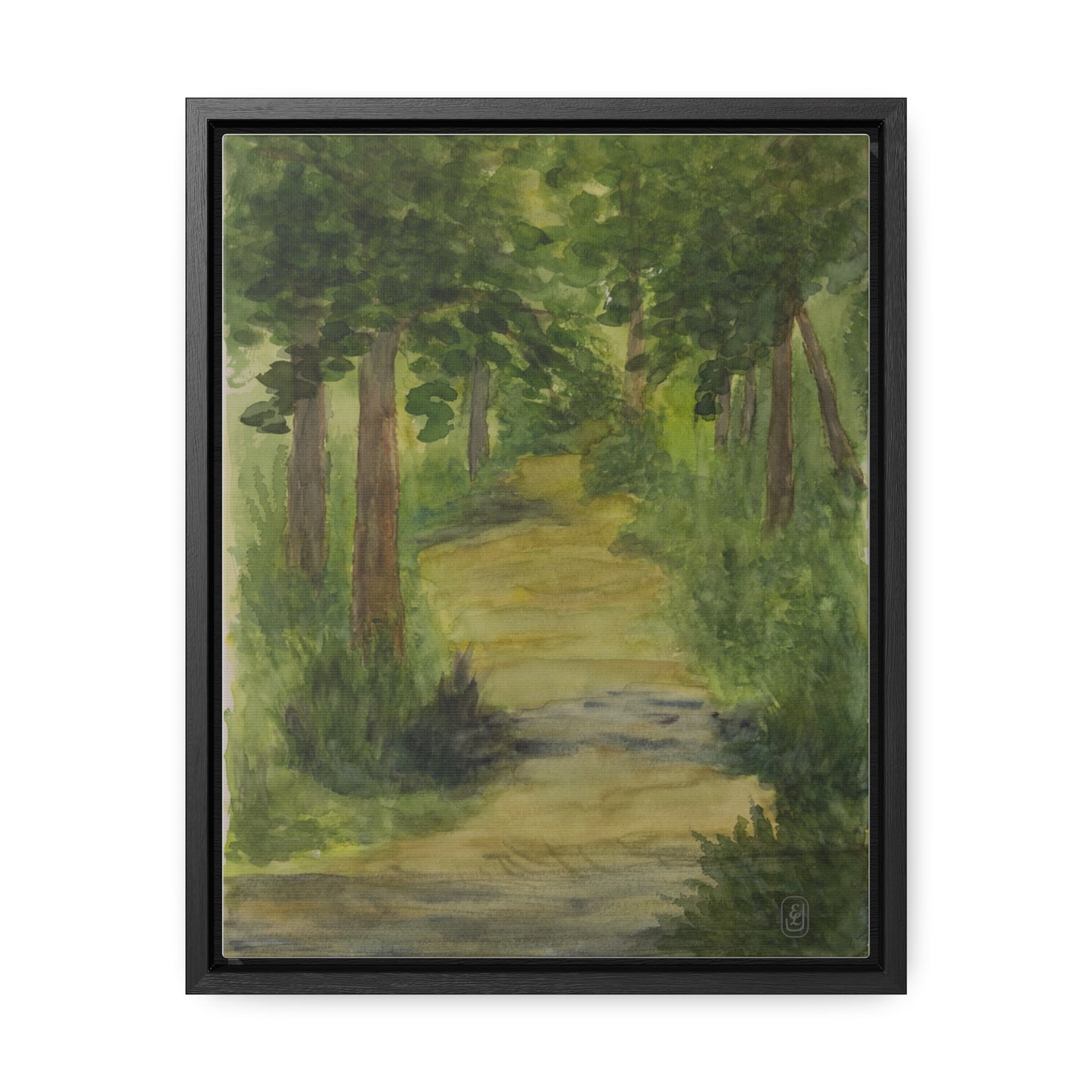 Canvas Wraps, Woodland Trail Watercolor Vertical Frame Art Print - Country Fun Gift, Wall Decor, Home Office Decoration, Nature Lover Gift,