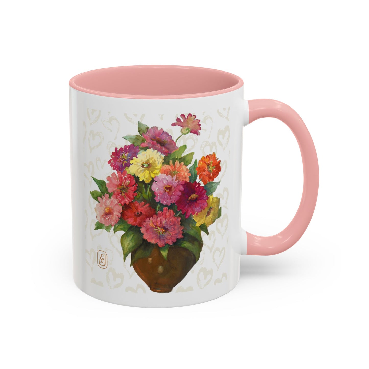 Watercolor Dahlias Accent Coffee Mug - Valentines, Mother's Day Gift, Floral Tea Cup, Spring Ceramic Mug, Fun Kitchen Decor