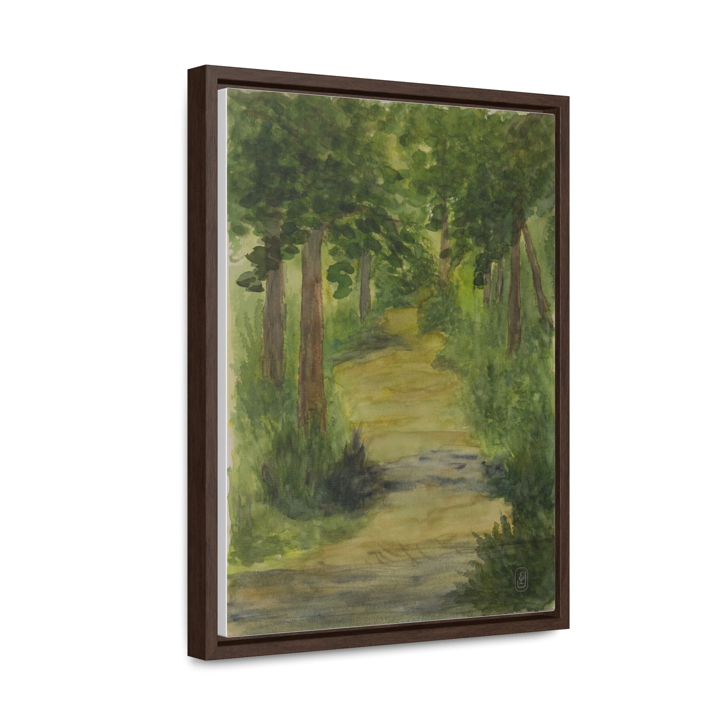 Canvas Wraps, Woodland Trail Watercolor Vertical Frame Art Print - Country Fun Gift, Wall Decor, Home Office Decoration, Nature Lover Gift,