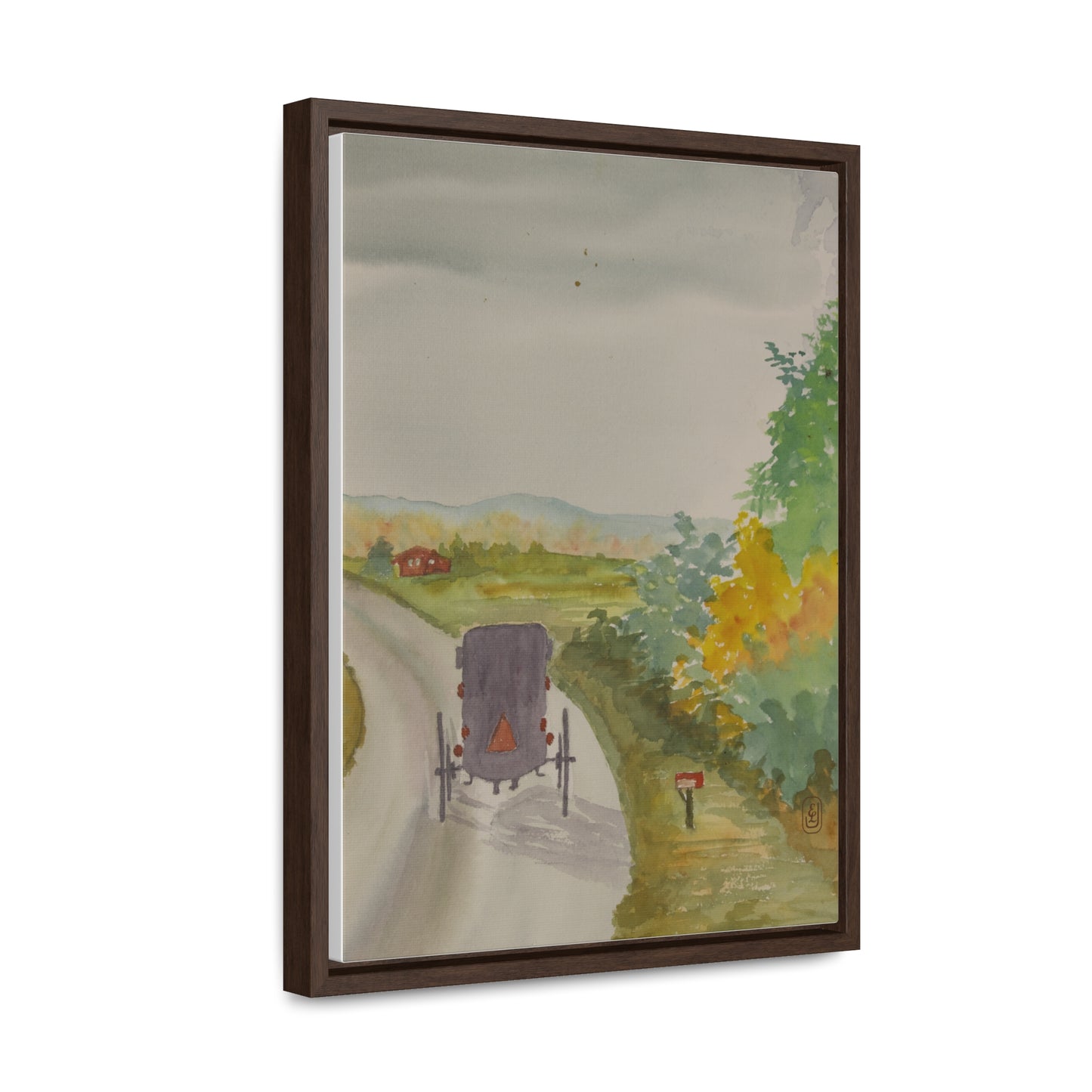 Canvas Wraps, Mennonite Buggy Watercolor Vertical Frame Art Print for country Fun Gift, Wall Decor, Home or Office Decoration
