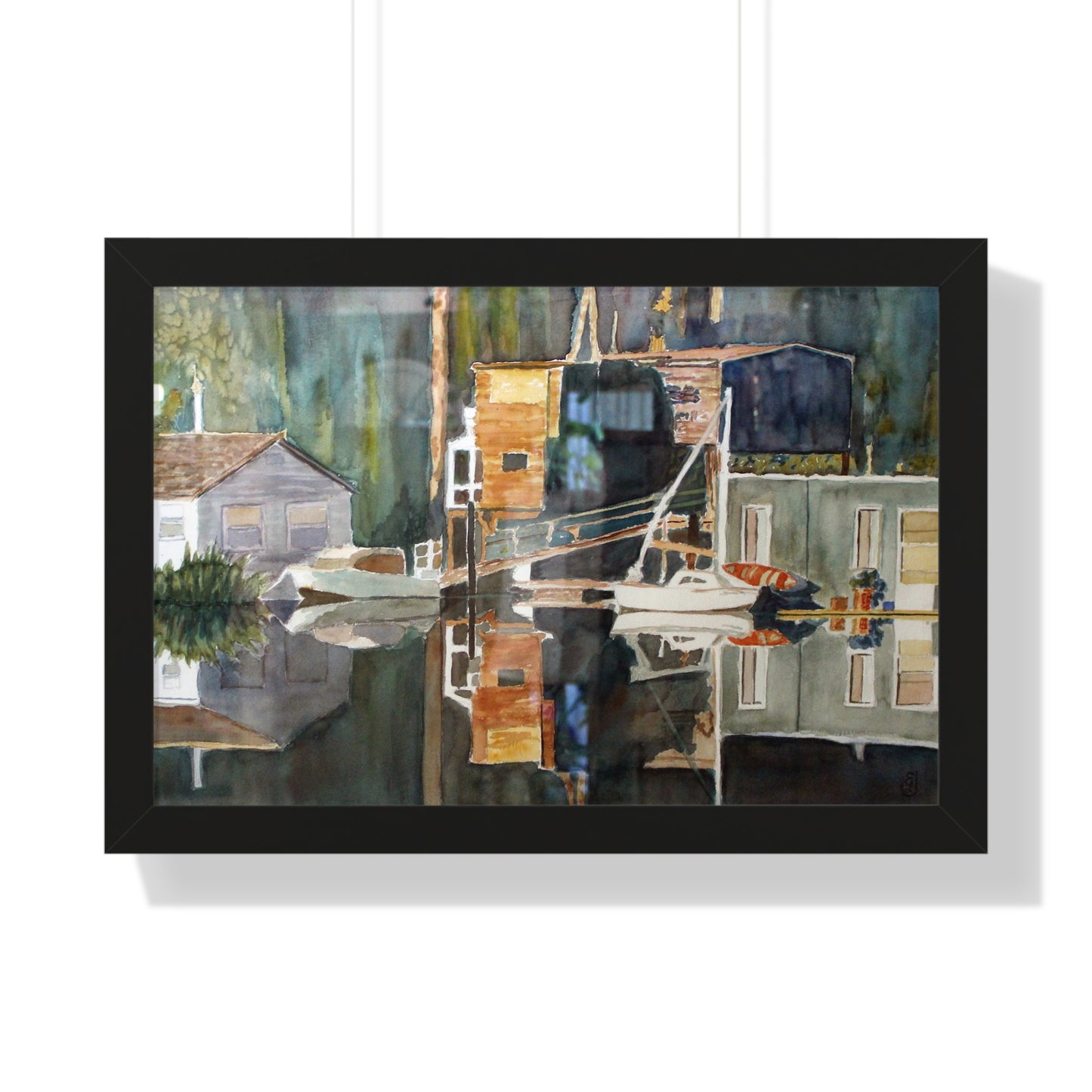 Coastal Reflections Framed Horizontal Poster | Watercolor Art Print, Nautical Decor, Home Wall Art, Gift for Beach Lovers
