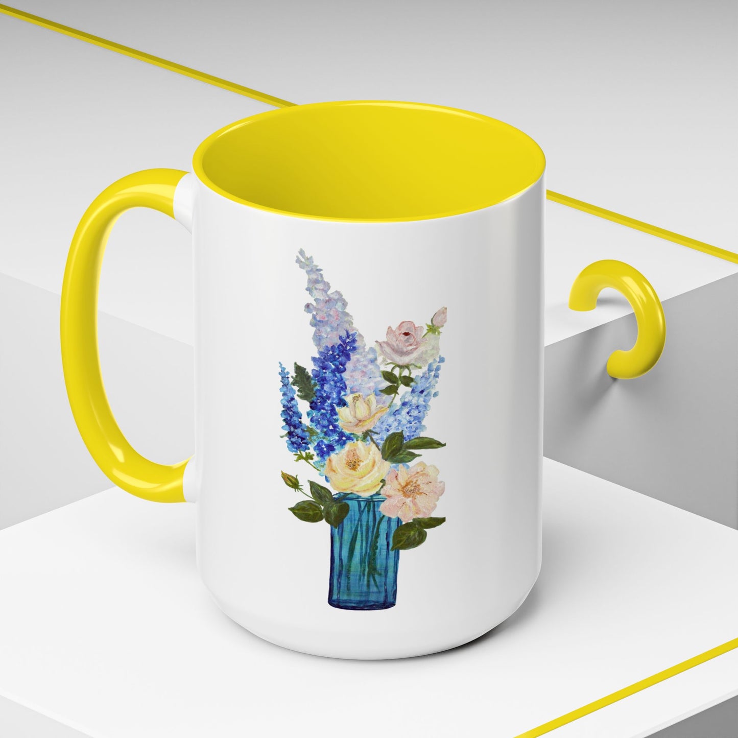 Floral Accent Coffee Mug - Vibrant Flower Design for Home & Gifts