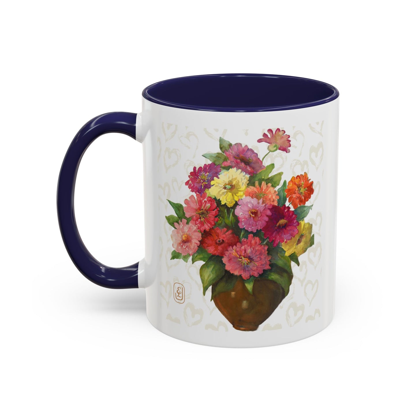Watercolor Dahlias Accent Coffee Mug - Valentines, Mother's Day Gift, Floral Tea Cup, Spring Ceramic Mug, Fun Kitchen Decor
