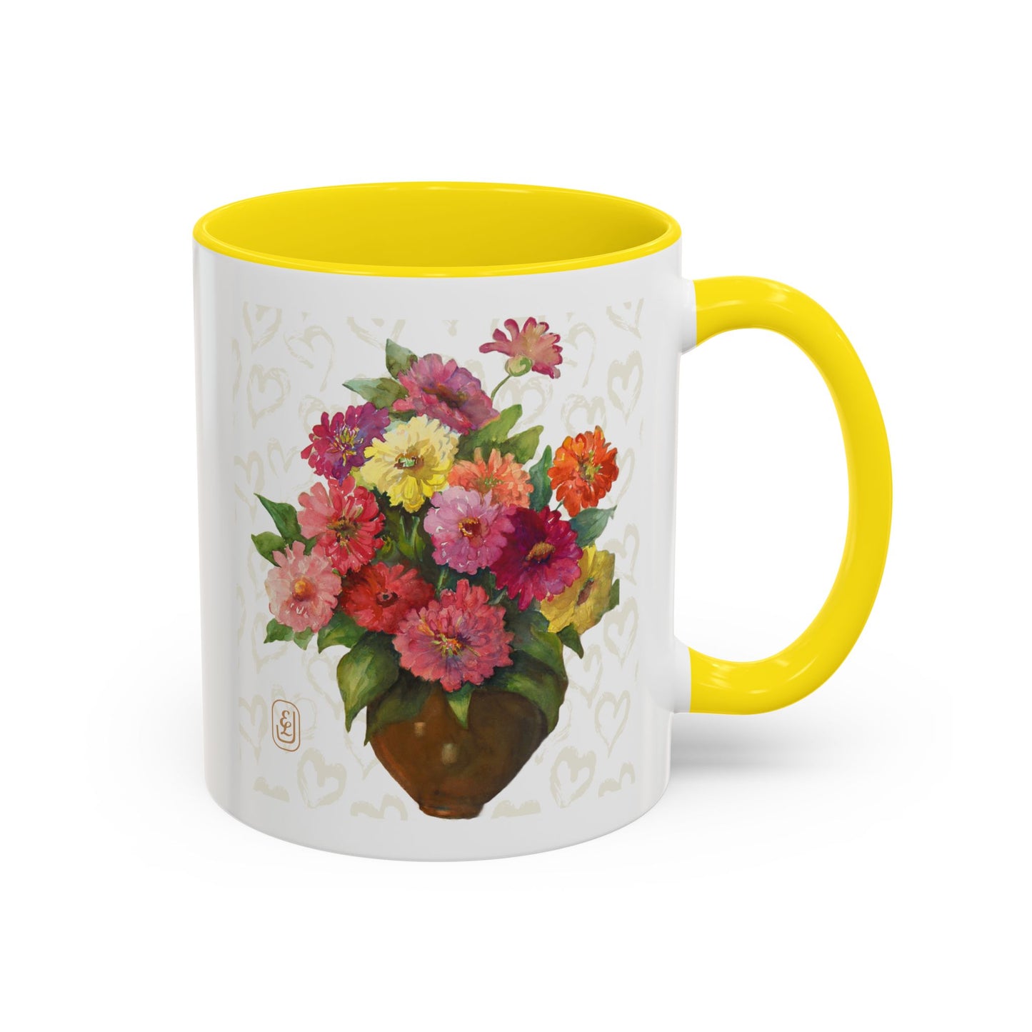 Watercolor Dahlias Accent Coffee Mug - Valentines, Mother's Day Gift, Floral Tea Cup, Spring Ceramic Mug, Fun Kitchen Decor
