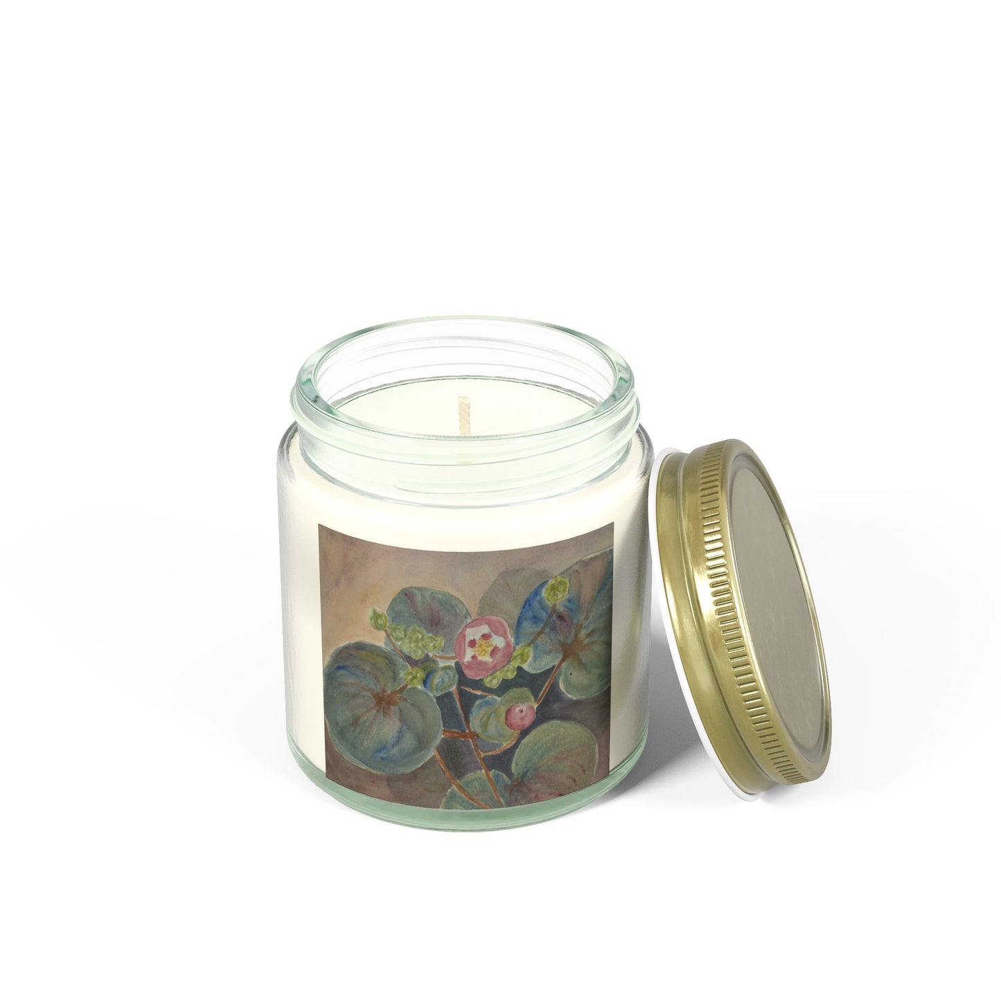 Scented Candle - Coconut Apricot Wax with Floral Design - Relaxing Aromatherapy Home Decor
