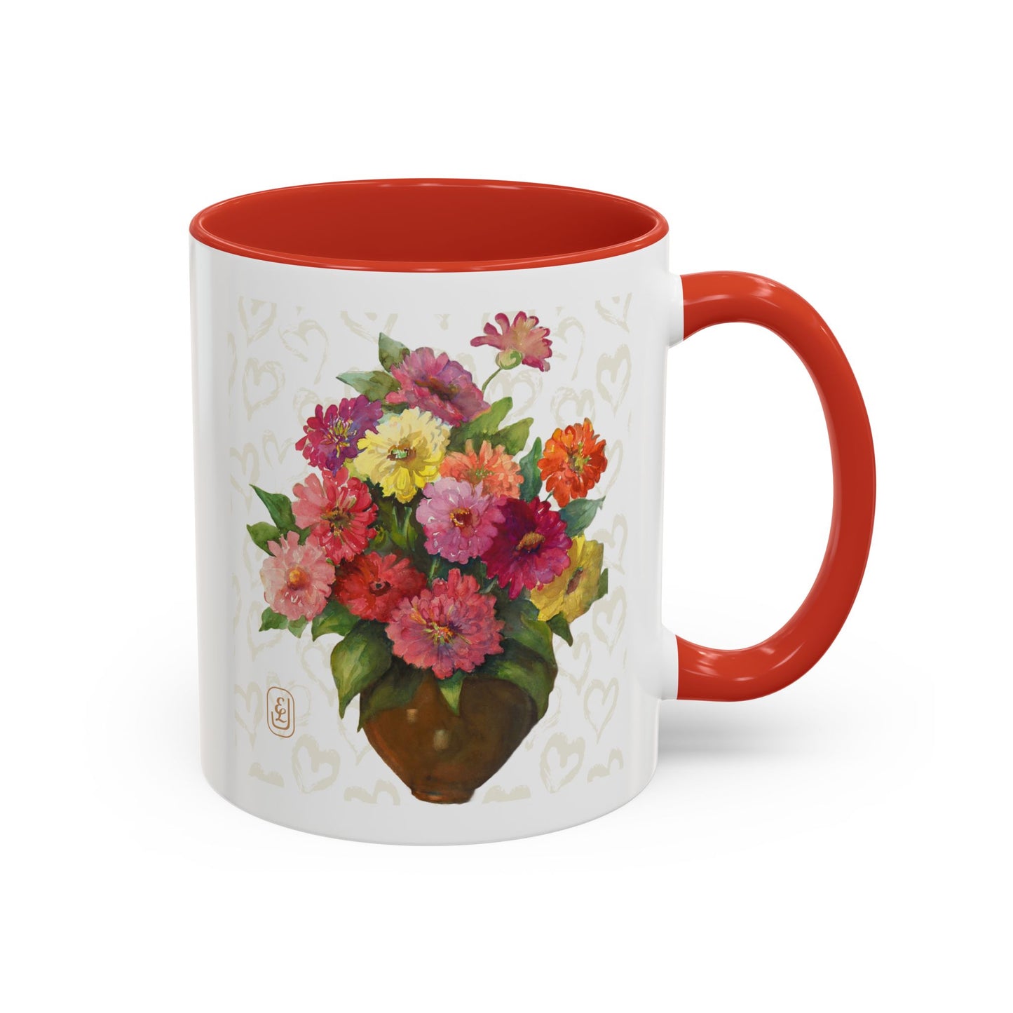 Watercolor Dahlias Accent Coffee Mug - Valentines, Mother's Day Gift, Floral Tea Cup, Spring Ceramic Mug, Fun Kitchen Decor