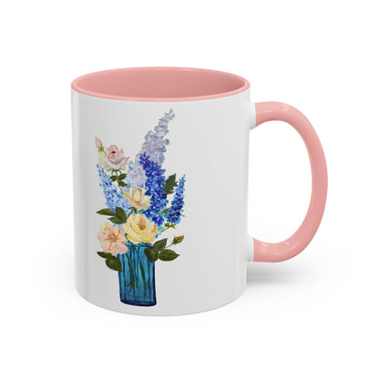 Floral Accent Coffee Mug - Vibrant Flower Design for Home & Gifts