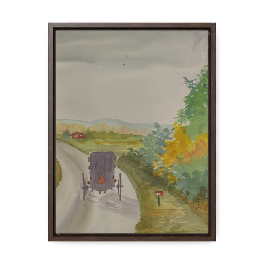 Canvas Wraps, Mennonite Buggy Watercolor Vertical Frame Art Print for country Fun Gift, Wall Decor, Home or Office Decoration