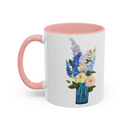 Floral Accent Coffee Mug - Vibrant Flower Design for Home & Gifts