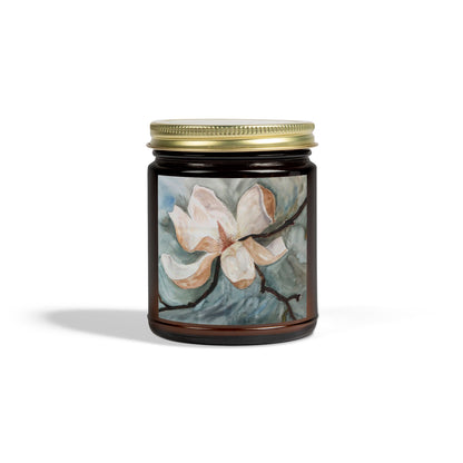 Coconut Apricot Scented Candle - Magnolia Blossom - Cozy Home Fragrance for Relaxation