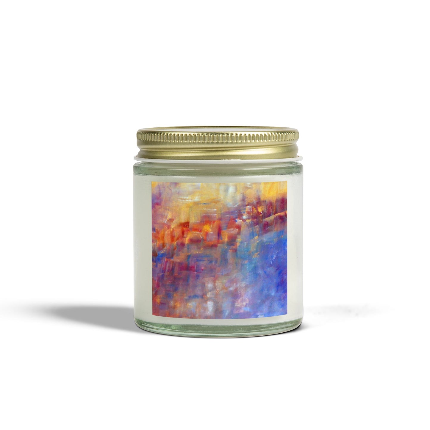 Artisan Scented Candles - Coconut Apricot Wax - Colorful Abstract Design (4oz, 9oz)