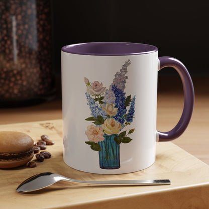 Floral Accent Coffee Mug - Vibrant Flower Design for Home & Gifts