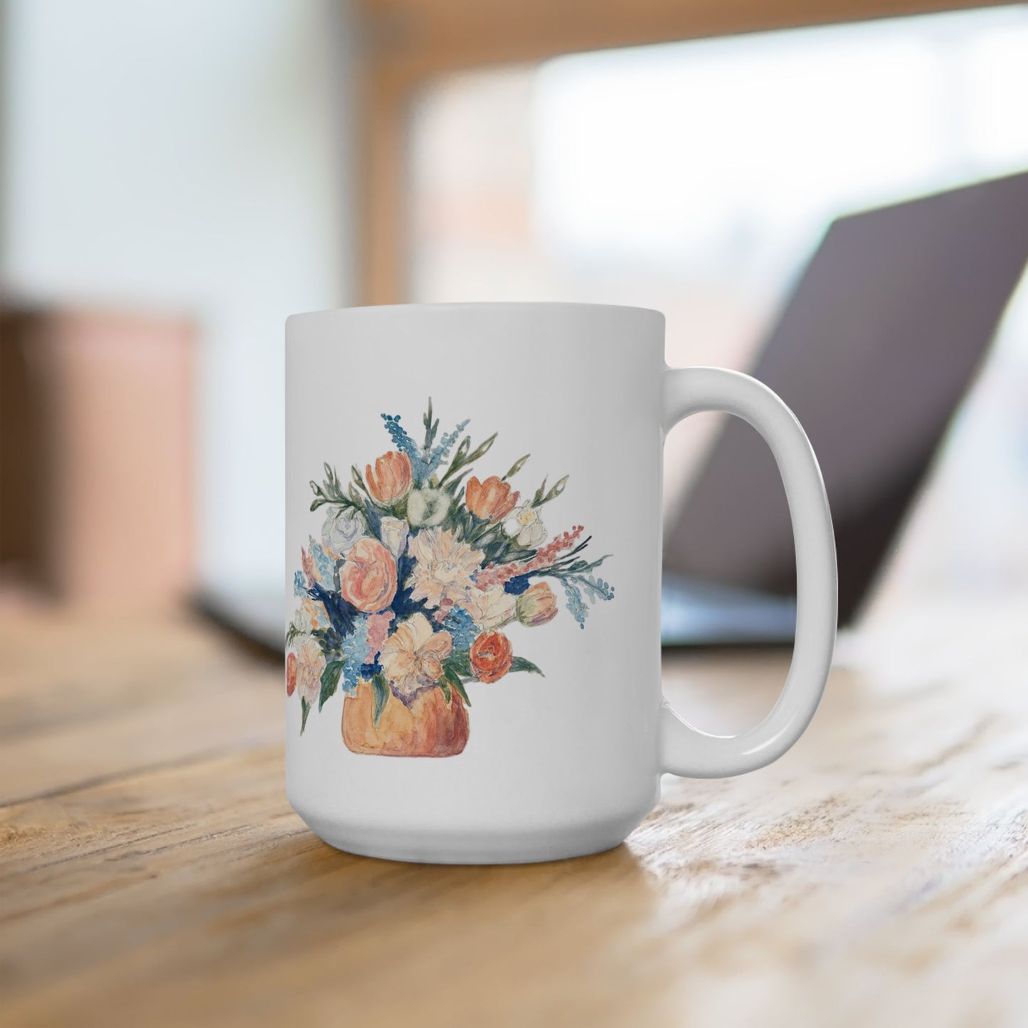 Floral Design Ceramic Mug - 11oz & 15oz - Perfect Gift for Any Occasion