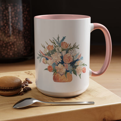 Floral Accent Coffee Mug - Vibrant Blossom Design for Home or Office, Perfect Gift for Flower Lovers