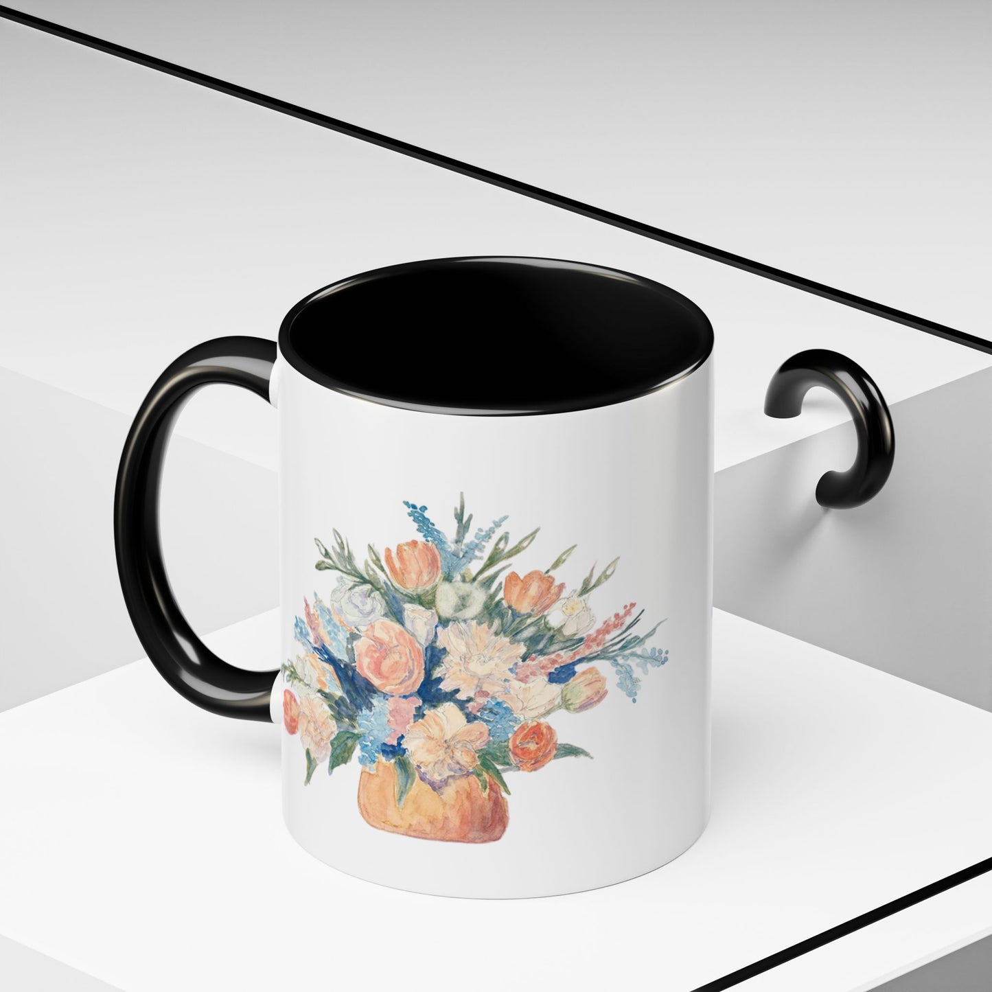 Floral Accent Coffee Mug - Vibrant Blossom Design for Home or Office, Perfect Gift for Flower Lovers