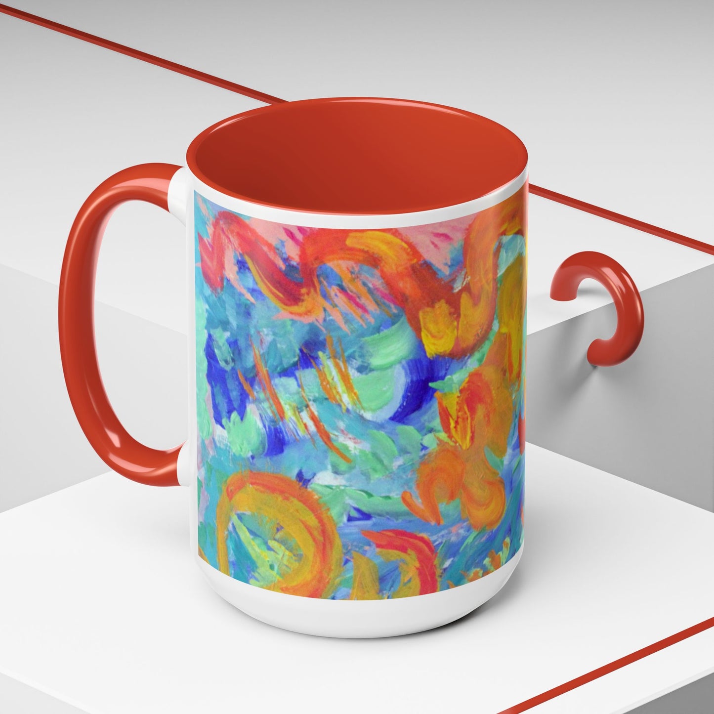 Vibrant Artistic Accent Coffee Mug - Colorful Paint Design for Art Lovers