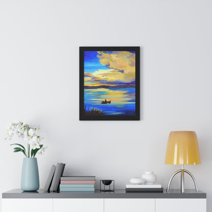 Serene Landscape Wall Art, Framed Vertical Poster, Abstract Nature Painting, Modern Home Décor, Gift for Nature Lovers, Living Room Art