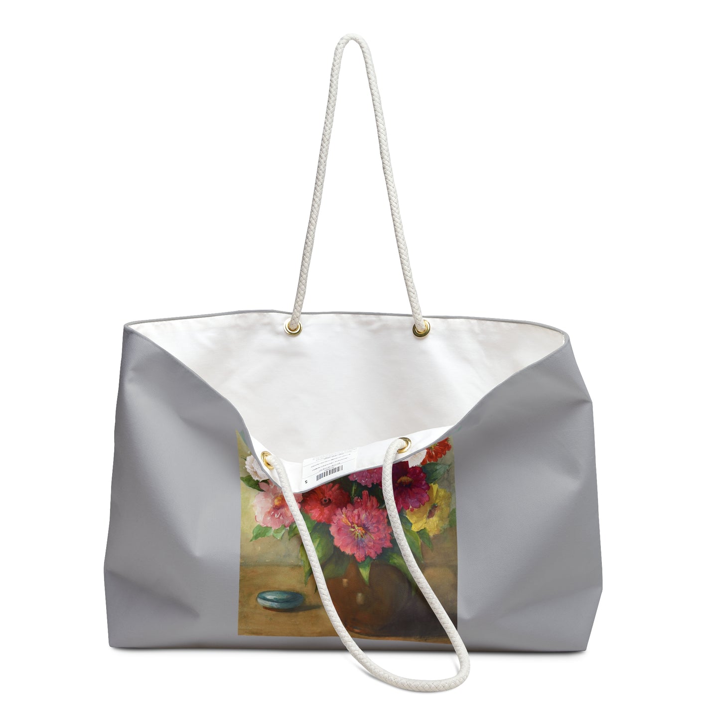 Dahlias Tote Bag - Fun and Unique Red and Yellow Still Life Painting - Weekender Bag for Picnics, get-a-ways, Great Gifts.