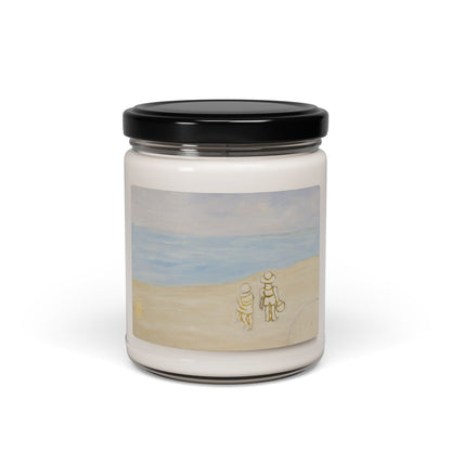 Scented Soy Candle, Watercolor Beach Painting, Fun Gift Idea, Coastal Home Decor, Relaxation Candle, Ocean Lover Gift