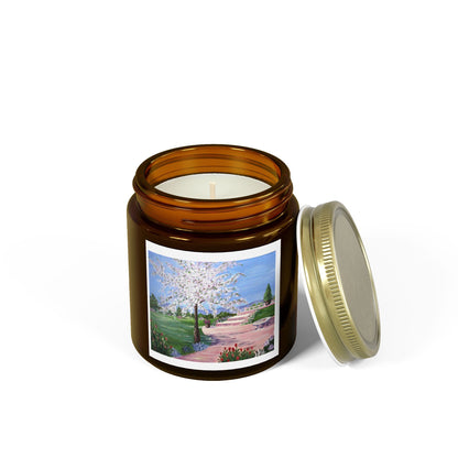 Scented Candles, Beach Watercolor Painting, Coconut Apricot Wax, Fun Gift Candle, Tropical Home Decor, Relaxation Candle, Unique