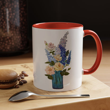 Floral Accent Coffee Mug - Vibrant Flower Design for Home & Gifts