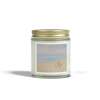 Scented Candles, Beach Watercolor Painting, Coconut Apricot Wax, Fun Gift Candle, Tropical Home Decor, Relaxation Candle, Unique