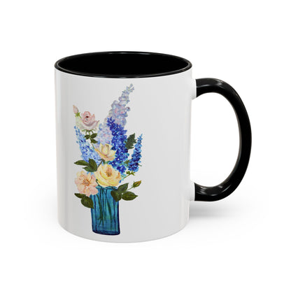 Floral Accent Coffee Mug - Vibrant Flower Design for Home & Gifts