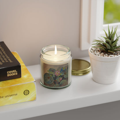 Scented Candle - Coconut Apricot Wax with Floral Design - Relaxing Aromatherapy Home Decor