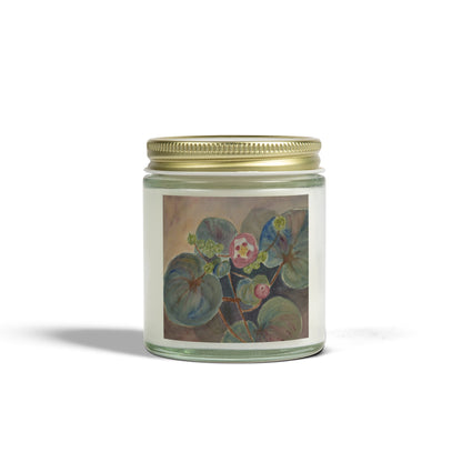 Scented Candle - Coconut Apricot Wax with Floral Design - Relaxing Aromatherapy Home Decor