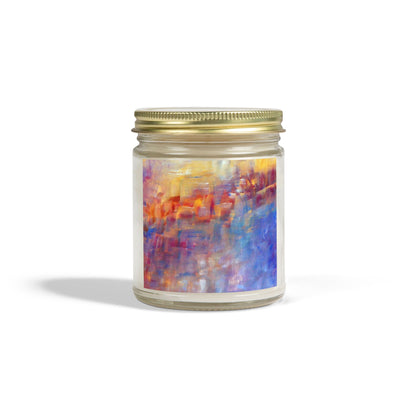 Artisan Scented Candles - Coconut Apricot Wax - Colorful Abstract Design (4oz, 9oz)