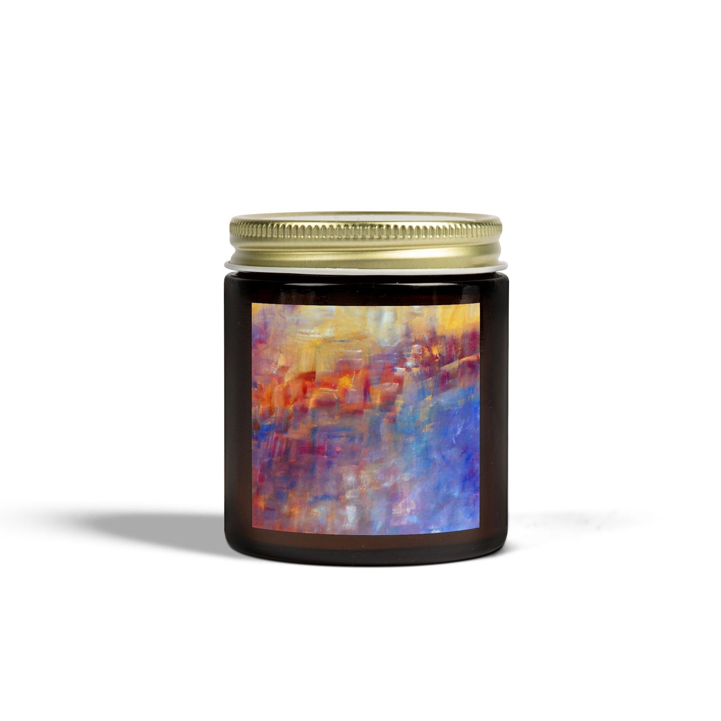 Artisan Scented Candles - Coconut Apricot Wax - Colorful Abstract Design (4oz, 9oz)