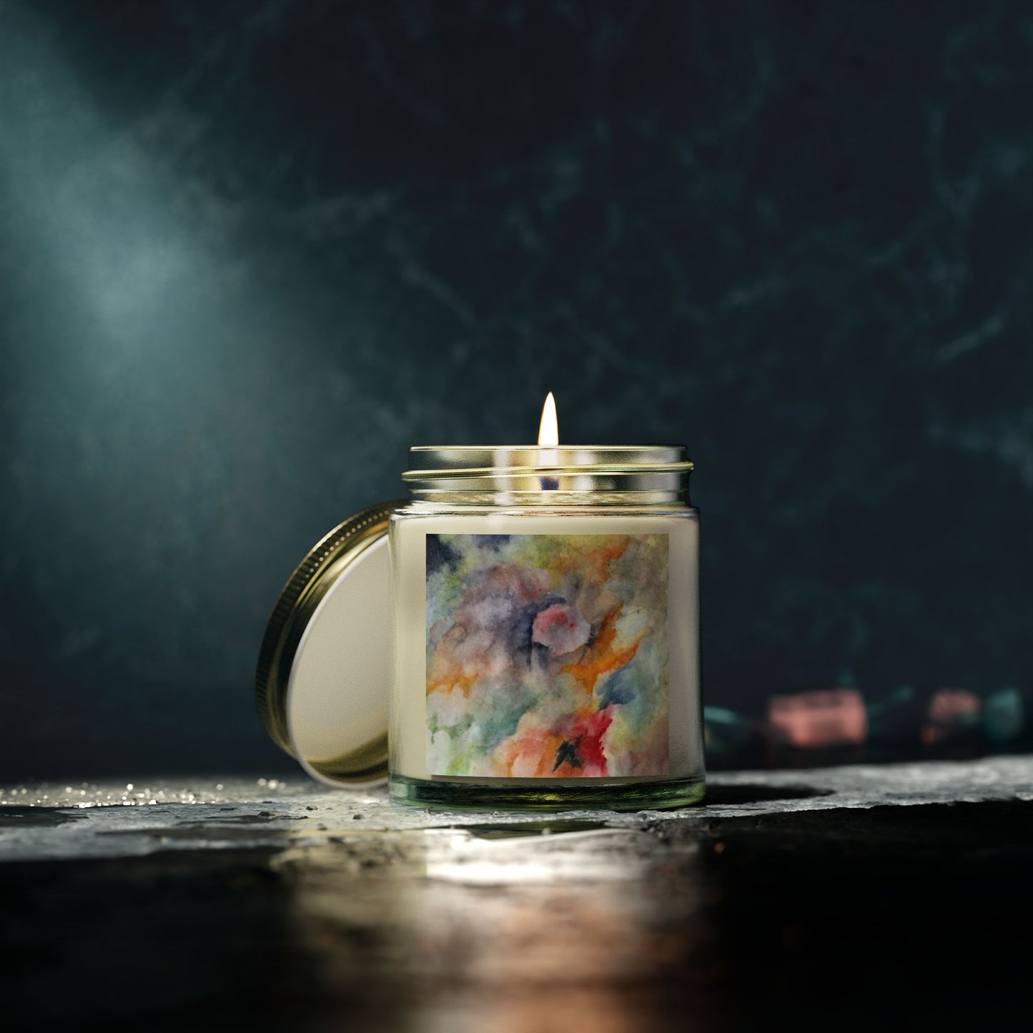 Aromatic Watercolor Scented Candles - Coconut Apricot Wax (4oz & 9oz)