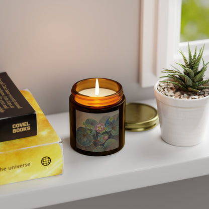 Scented Candle - Coconut Apricot Wax with Floral Design - Relaxing Aromatherapy Home Decor