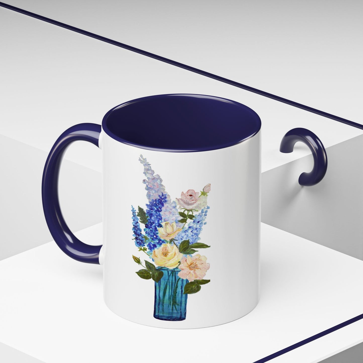 Floral Accent Coffee Mug - Vibrant Flower Design for Home & Gifts