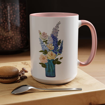 Floral Accent Coffee Mug - Vibrant Flower Design for Home & Gifts