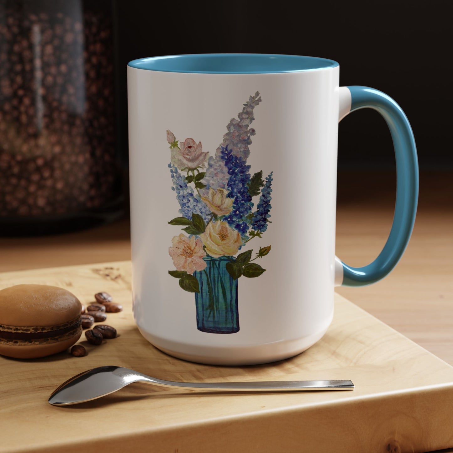 Floral Accent Coffee Mug - Vibrant Flower Design for Home & Gifts