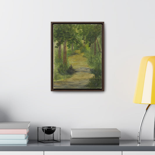 Canvas Wraps, Woodland Trail Watercolor Vertical Frame Art Print - Country Fun Gift, Wall Decor, Home Office Decoration, Nature Lover Gift,