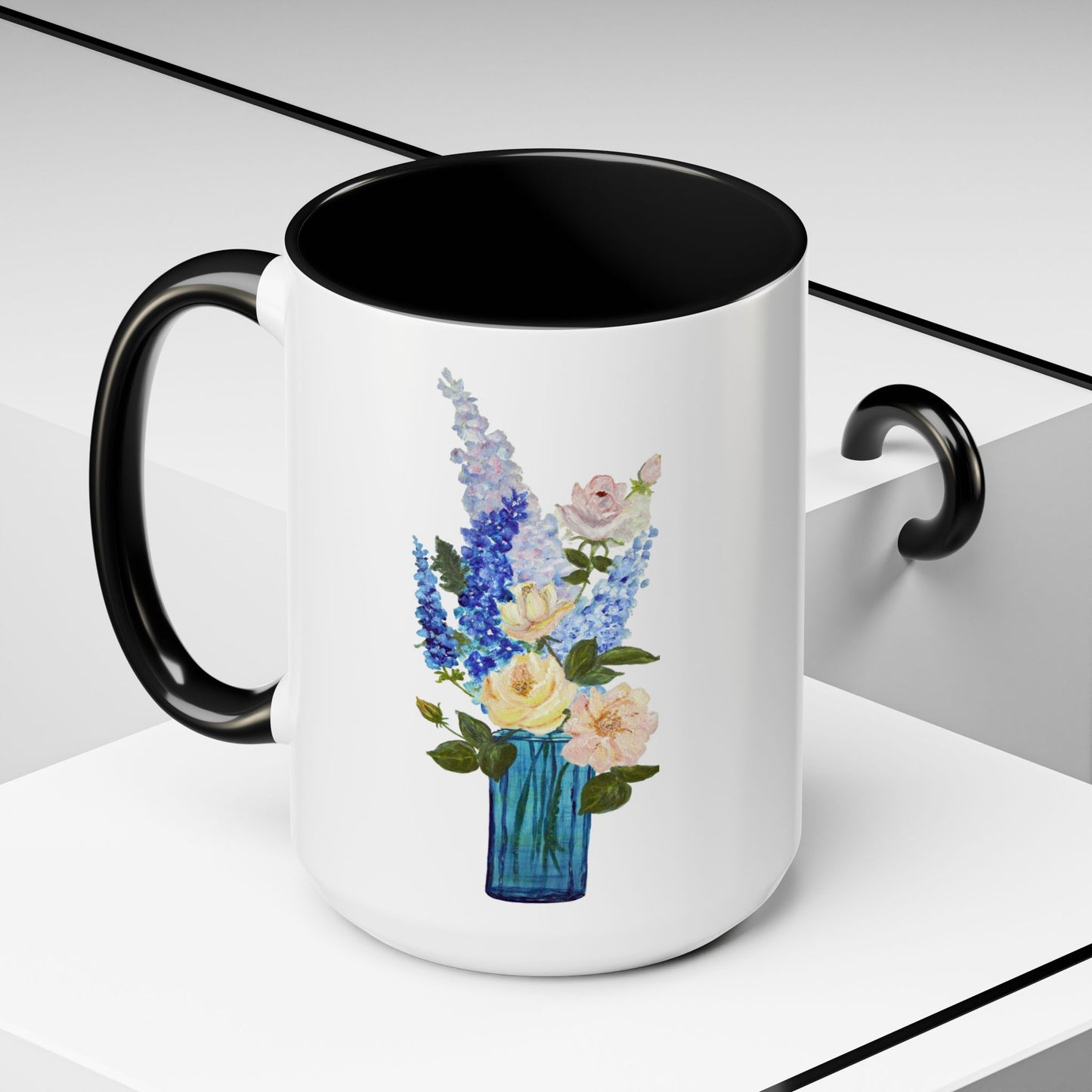 Floral Accent Coffee Mug - Vibrant Flower Design for Home & Gifts