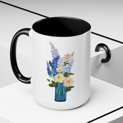 Floral Accent Coffee Mug - Vibrant Flower Design for Home & Gifts