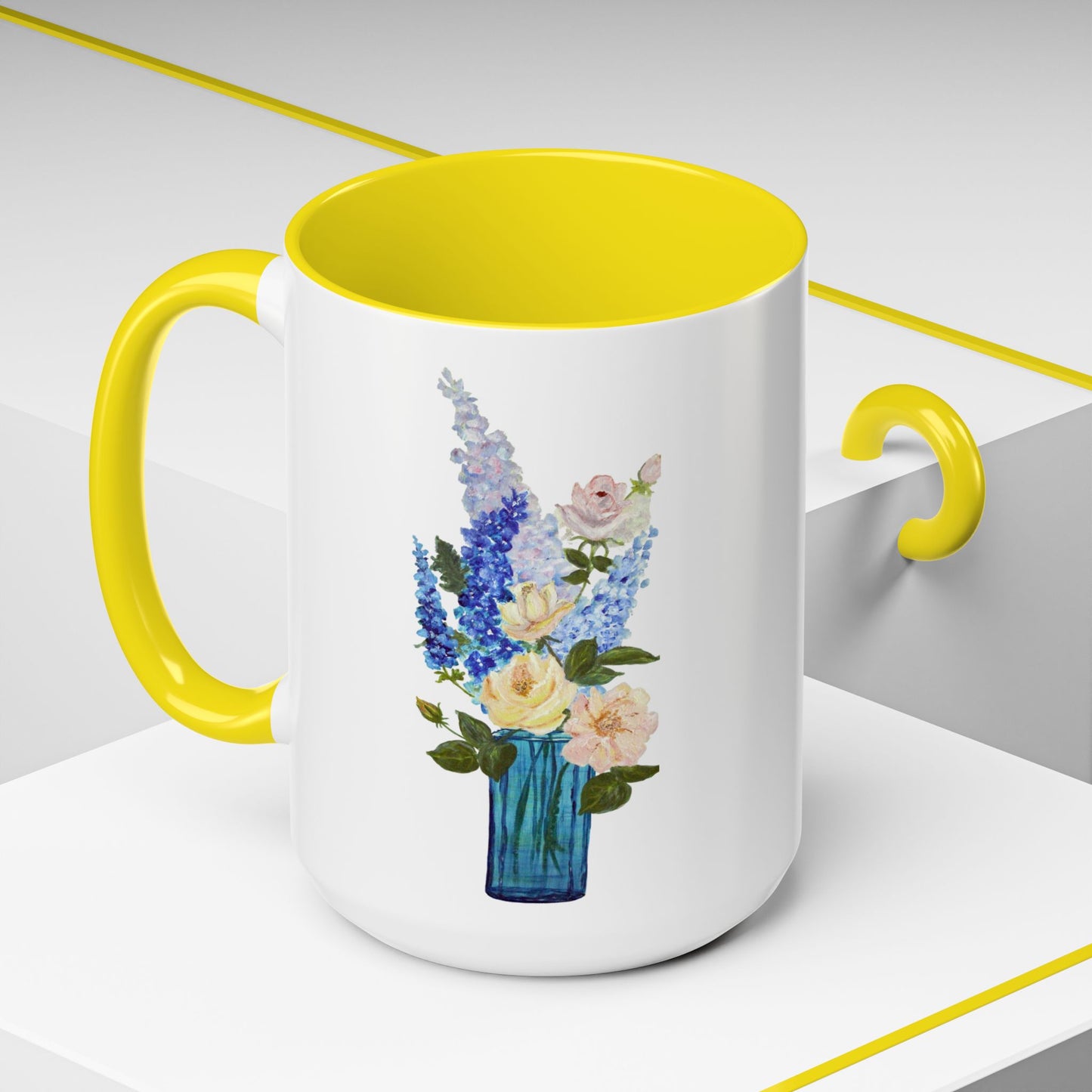 Floral Accent Coffee Mug - Vibrant Flower Design for Home & Gifts