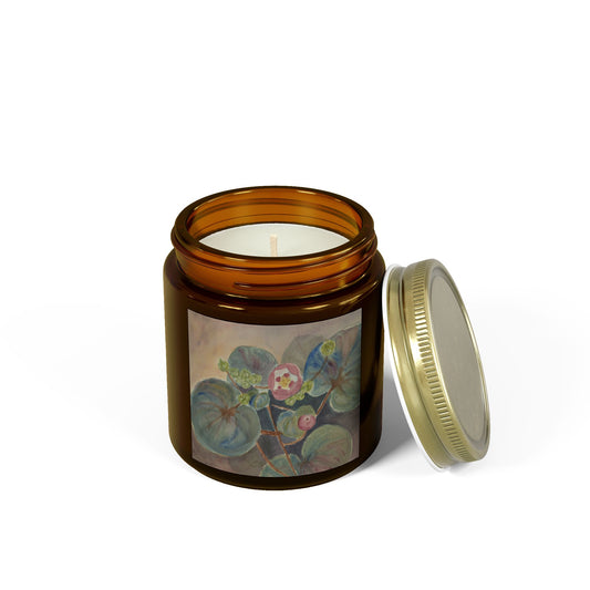 Scented Candle - Coconut Apricot Wax with Floral Design - Relaxing Aromatherapy Home Decor