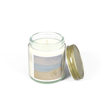 Scented Candles, Beach Watercolor Painting, Coconut Apricot Wax, Fun Gift Candle, Tropical Home Decor, Relaxation Candle, Unique