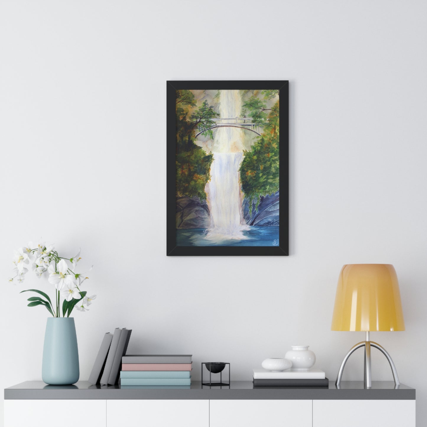 Serene Waterfall Vertical Poster, Nature Art Print, Home Decor, Gift for Nature Lovers, Wall Art for Living Room, Gift for Housewarming